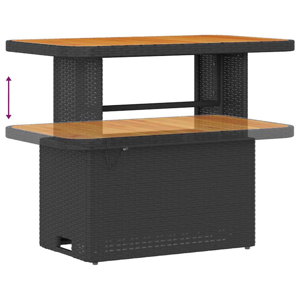 Garten-Sofa-Set mit Kissen mit Speicher Schwarz Poly Rattan